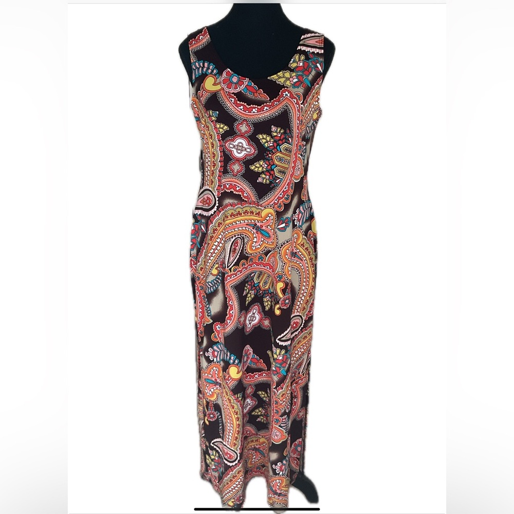 Lori Michaels Brown/Pink Multi Coloured Paisley  Maxi Dress